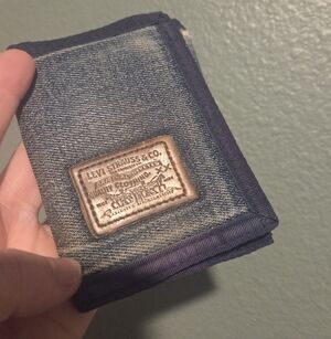 Vintage Levi's Blue Denim Wallet with Logo Patch